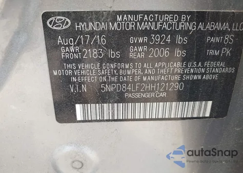 2017 Hyundai Elantra Se из США, поврежденный, VIN 5NPD84LF2HH121290